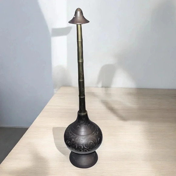 Vintage Middle Eastern Islamic Persian Brass Rosewater Dispenser Perfume Bottle - Picture 4 of 4